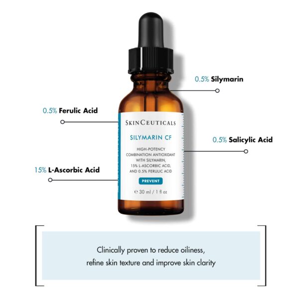 Skinceuticals Silymarin CF Vitamin C Antioxidant Serum for Oily, Blemish-Prone Skin 30ml - Image 4